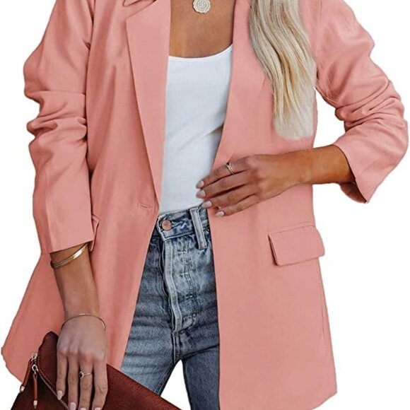 Casual Blazers Long Sleeve Open Front Button Work Office Blazer Jackets with - Picture 5 of 5